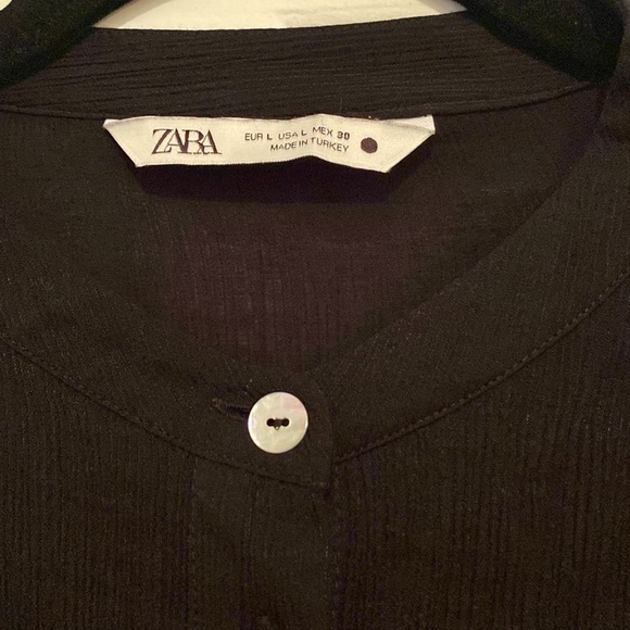 Zara Woman black tunic with mother pearl button and two sides split size L - Picture 3 of 10